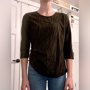 christopher&banks Green Stitched Half Sleeve Crew